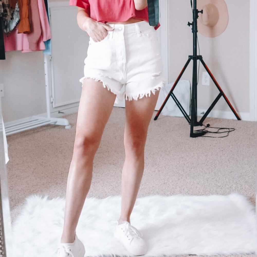 White Forever 21 high waisted shorts